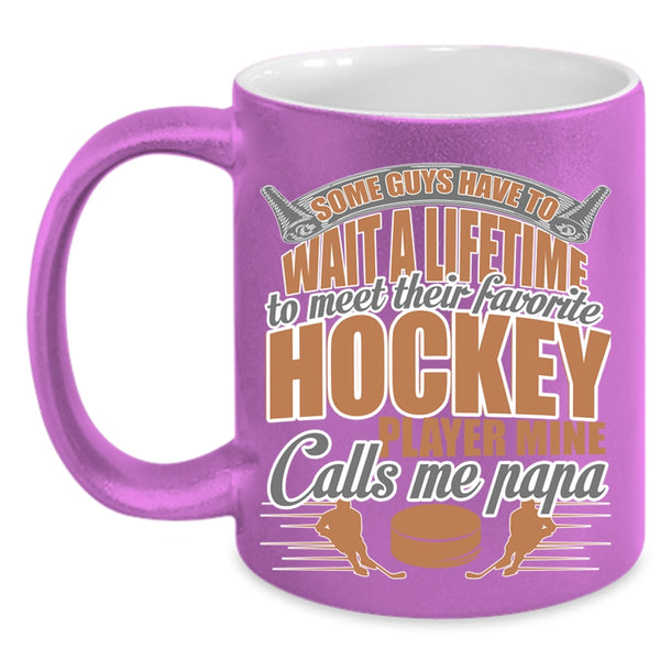 Mine Calls Me Papa Coffee Mug, Favorite Hockey Player Accent Mug