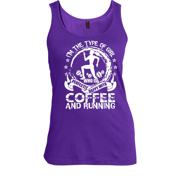 Happy With Coffee And Running T Shirt, Coolest Runner Tank Top