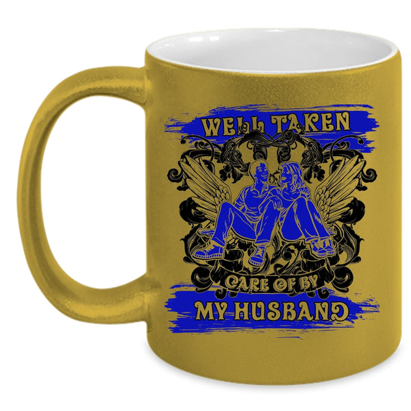 Awesome Wife Coffee Mug, Well Taken Care Of My Husband Accent Mug