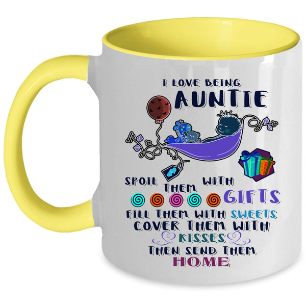 Cute Gift For Auntie Coffee Mug, I Love Being Auntie Accent Mug