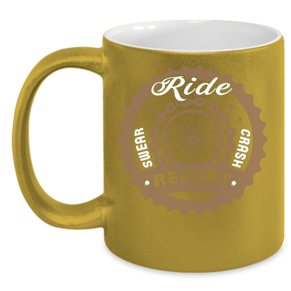 Ride Swear Crash Repeat Coffee Mug, Outdoor Coffee Cup