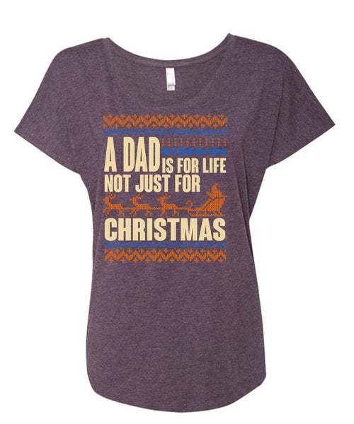 A Dad Is For Life Not Just For Christmas T Shirt, This Girl Loves Christmas T Shirt, Cool Shirt (Ladies' Triblend Dolman Sleeve)