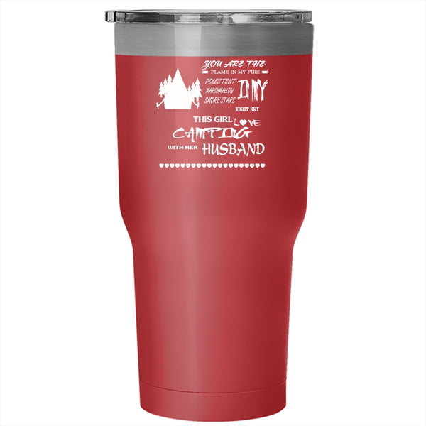 This Girl Loves Camping With Her Husband Tumbler 30 oz Stainless Steel, Funny Camping Travel Mug
