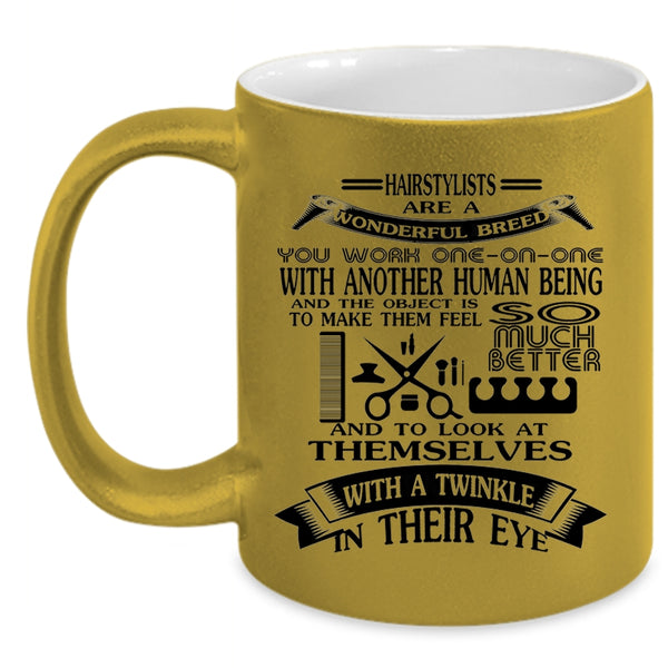 Awesome Hairstylist Coffee Mug, Hairstylists Are A Wonderful Breed Accent Mug