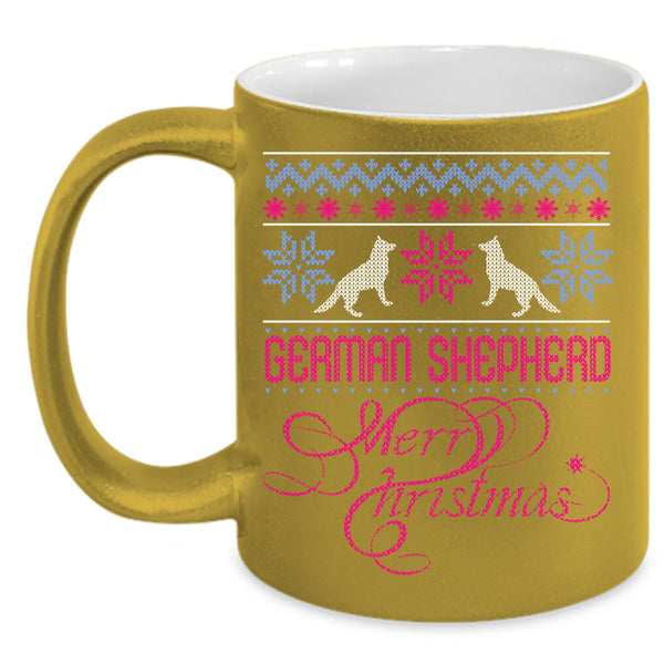 German Shepherd Coffee Mug, Merry Christmas Coffee Cup