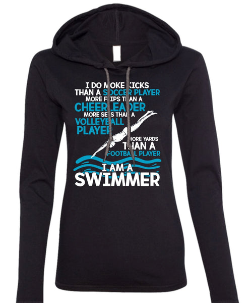 I Am A Swimmer T Shirt, Volleyball Player T Shirt (Anvil Ladies Ringspun Hooded)