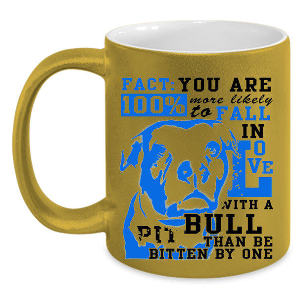 Cute Dogs Coffee Mug, Fall In Love With A Pit Bull Accent Mug