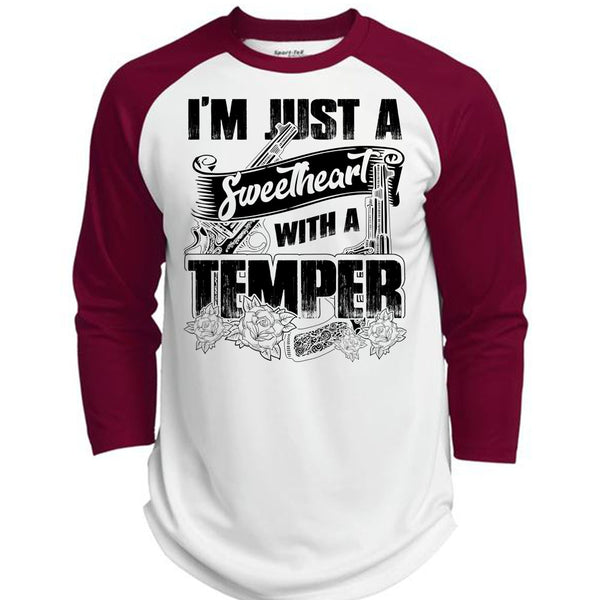 Sweetheart With A Temper T Shirt, I Love Hunting T Shirt, Awesome T-Shirts  (Polyester Game Baseball Jersey)