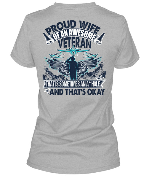 Proud Wife Of An Awesome Veteran T Shirt, I Love Veteran T Shirt