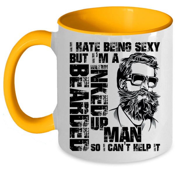 Cool Gift For My Husband Coffee Mug, I'm A Bearded Inked Up Man Accent Mug