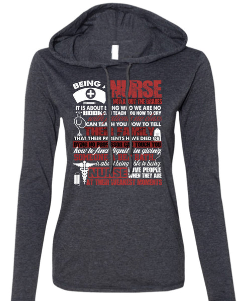 Being A Nurse T Shirt, Nurse Love People T Shirt (Anvil Ladies Ringspun Hooded)