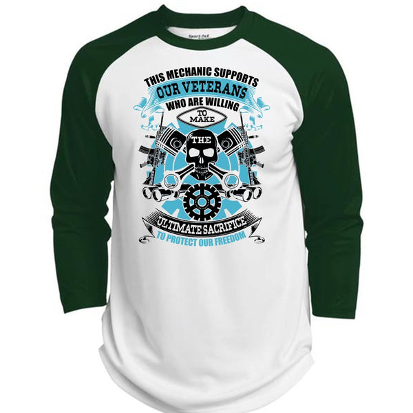 This Mechanic Supports Our Veterans T Shirt, I Love Mechanic T Shirt, Awesome T-Shirts  (Polyester Game Baseball Jersey)