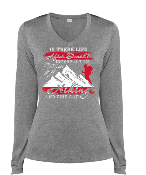 I'm Hiking T Shirt, Being A Hiker T Shirt, Cool Shirt (Ladies LS Heather V-Neck)