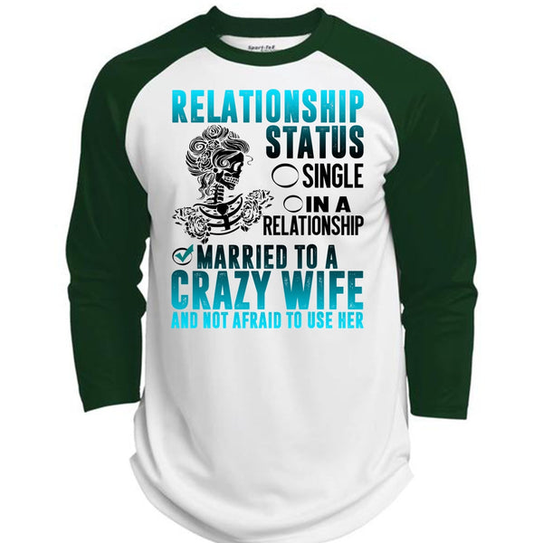 Married To A Crazy Wife T Shirt, I Love Husband T Shirt, Awesome T-Shirts  (Polyester Game Baseball Jersey)