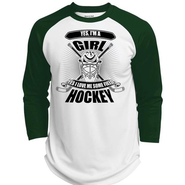 I'm A Girl T Shirt, I Love Hockey T Shirt, Awesome T-Shirts  (Polyester Game Baseball Jersey)