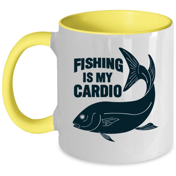 Funny Gift For Fisher Coffee Mug, Fishing Is My Cardio Accent Mug