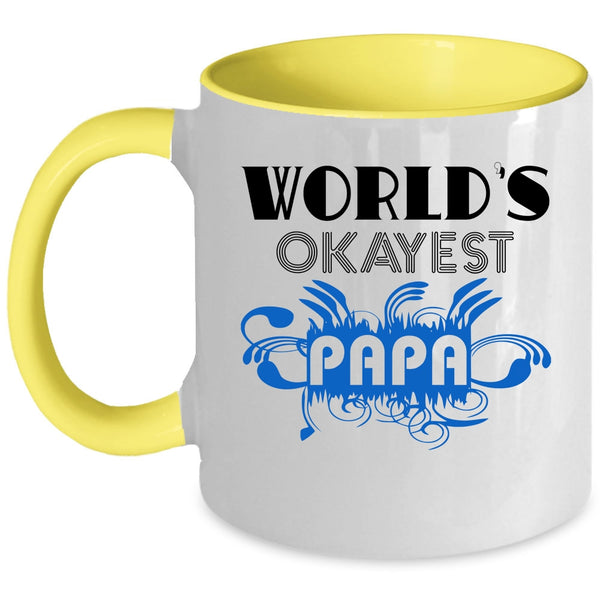 Funny Gift For Papa Coffee Mug, World's Okayest Papa Accent Mug