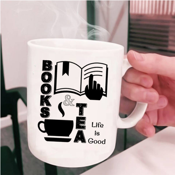 Life Is Good Coffee Mug, Books And Tea Cup