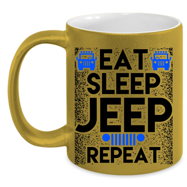 Awesome Jeep Coffee Mug, Eat Sleep Jeep Repeat Accent Mug