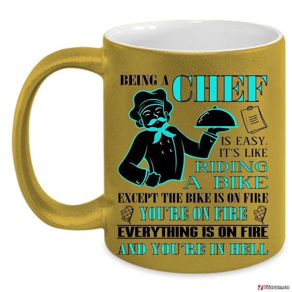 Being A Chef Cup, It's Like Riding A Bike Mug, Cool Chef Cup
