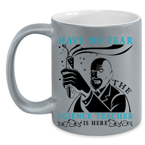 Cool Science Coffee Mug, The Science Teacher Is Here Accent Mug