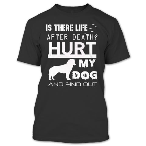 A black t-shirt with the shopify logo