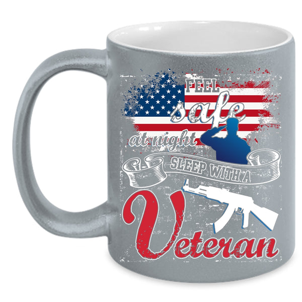 Feel Safe At Night Sleep With A Veteran Coffee Mug, American Flag Coffee Cup