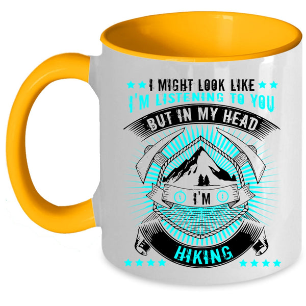 Outdoor Activity Coffee Mug, In My Head I'm Hiking Accent Mug