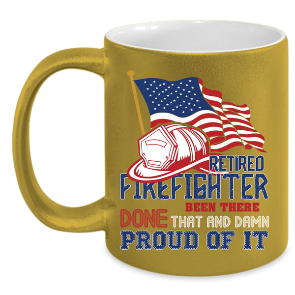 Retired Firefighter Coffee Mug, Cool American Flag Coffee Cup