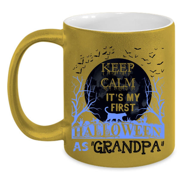It's My First Halloween As Grandpa Coffee Mug, Keep Calm Accent Mug
