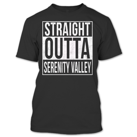 A black t-shirt with the shopify logo