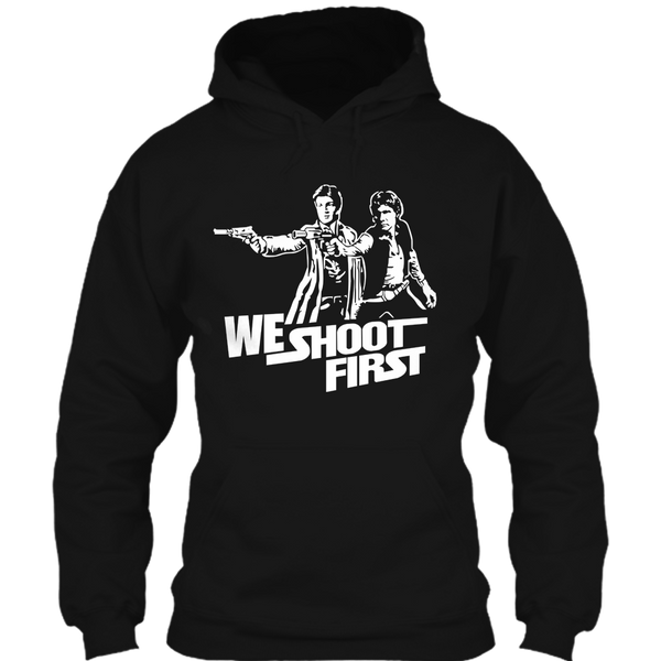 A black t-shirt with the shopify logo