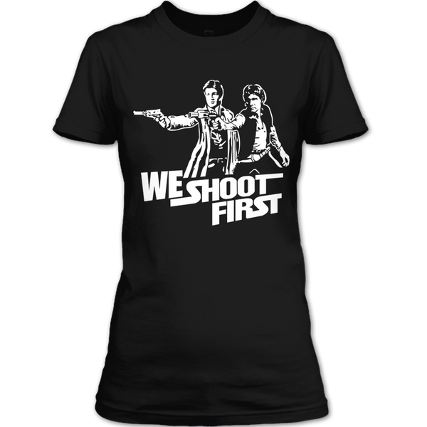 A black t-shirt with the shopify logo