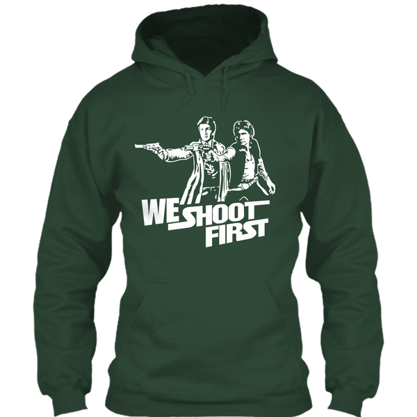 A black t-shirt with the shopify logo