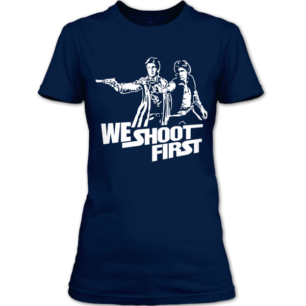 A black t-shirt with the shopify logo