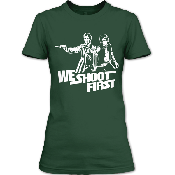 A black t-shirt with the shopify logo