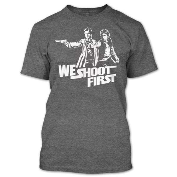 A black t-shirt with the shopify logo