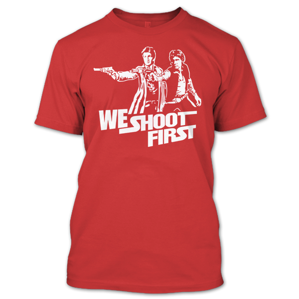 A black t-shirt with the shopify logo