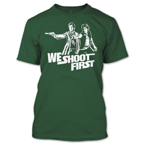 A black t-shirt with the shopify logo