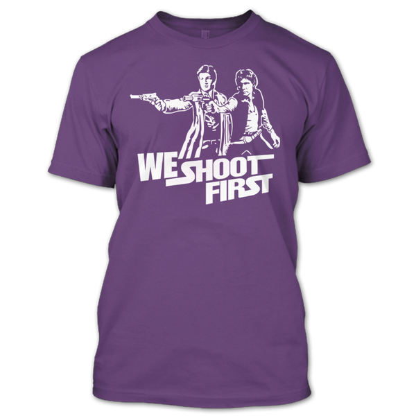 A black t-shirt with the shopify logo