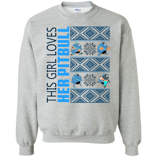 Pitbull Merry Christmas T Shirt, This Girl Loves Her Pitbull Sweatshirt