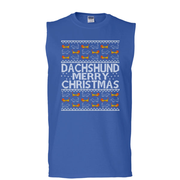 Dachshund Merry Christmas T Shirt, Coolest Dachshund Tank Top (Men's Cotton Sleeveless)