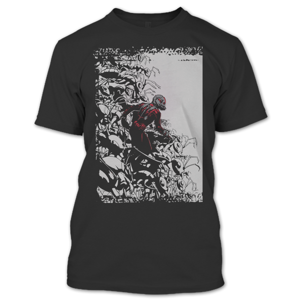 A black t-shirt with the shopify logo