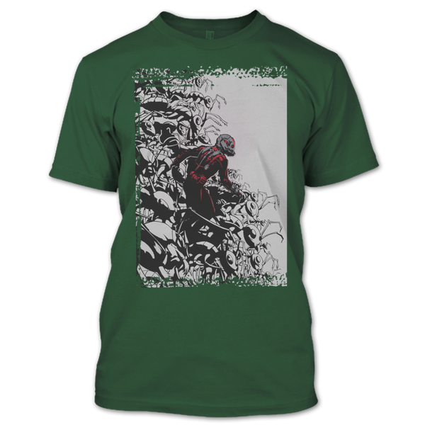 A black t-shirt with the shopify logo