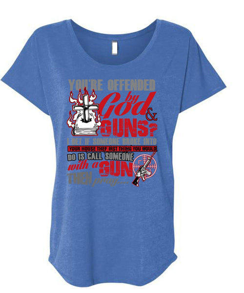 God And Guns T Shirt, Being A Veteran T Shirt, Cool Shirt (Ladies' Triblend Dolman Sleeve)