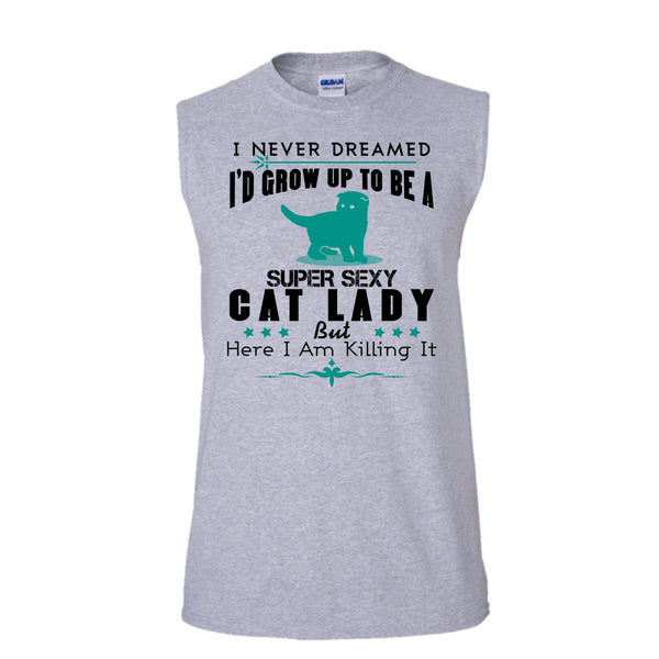 I'd Grow Up To Be A Sexy Cat Lady Shirt, Cool Cat Lady Shirt (Men's Cotton Sleeveless)
