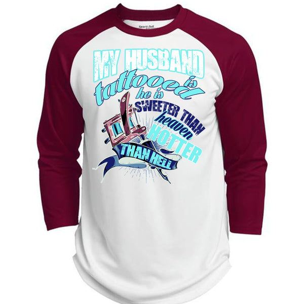 My Husband Is Tattooed T Shirt, I Love Husband T Shirt, Awesome T-Shirts  (Polyester Game Baseball Jersey)
