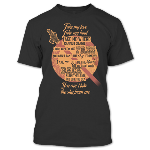 A black t-shirt with the shopify logo