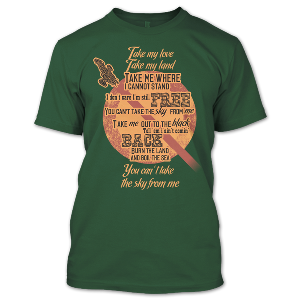 A black t-shirt with the shopify logo