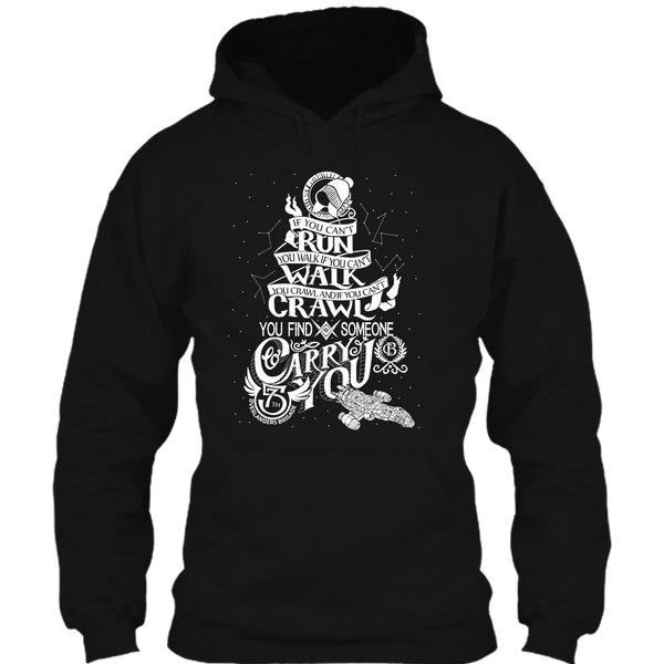 A black t-shirt with the shopify logo